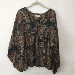 Denim and Supply paisley peasant/poet sleeve top